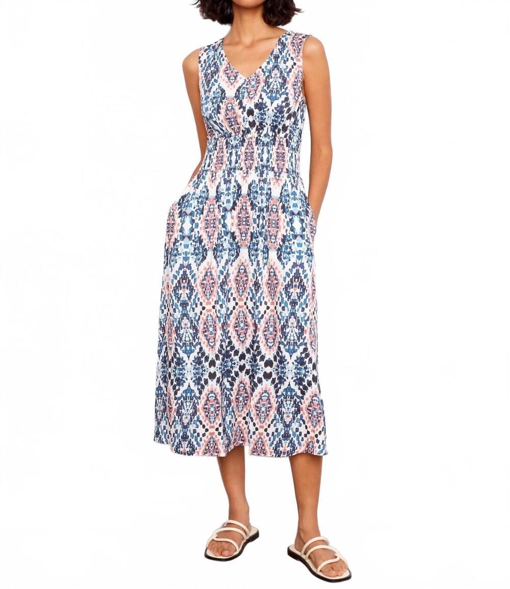 NEW CHARLIE B smocked waist printed dress in nomad